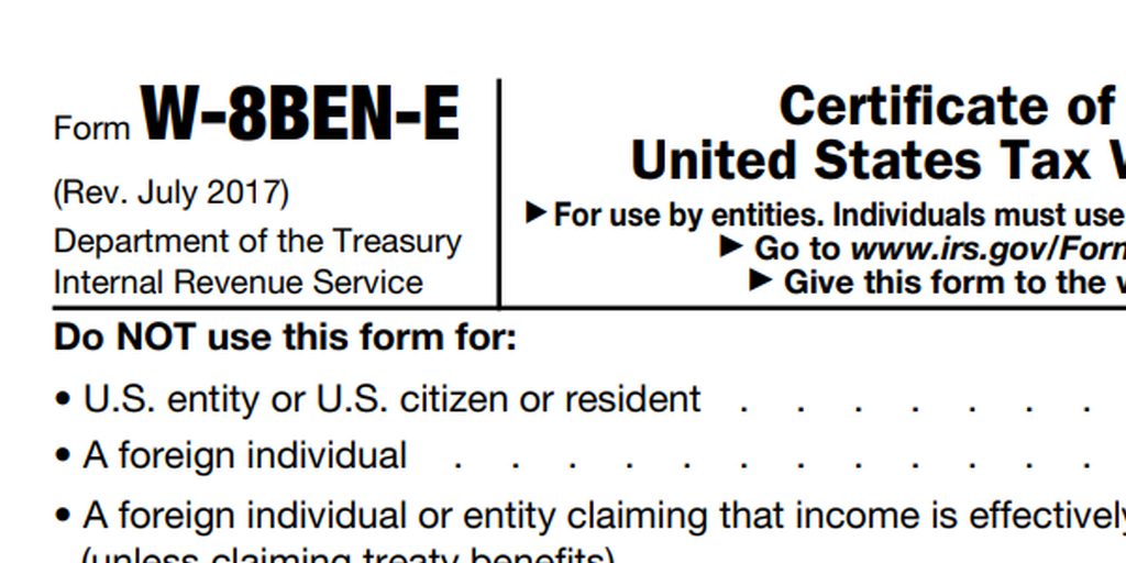 How do I complete the U.S. W-8BEN-E form?